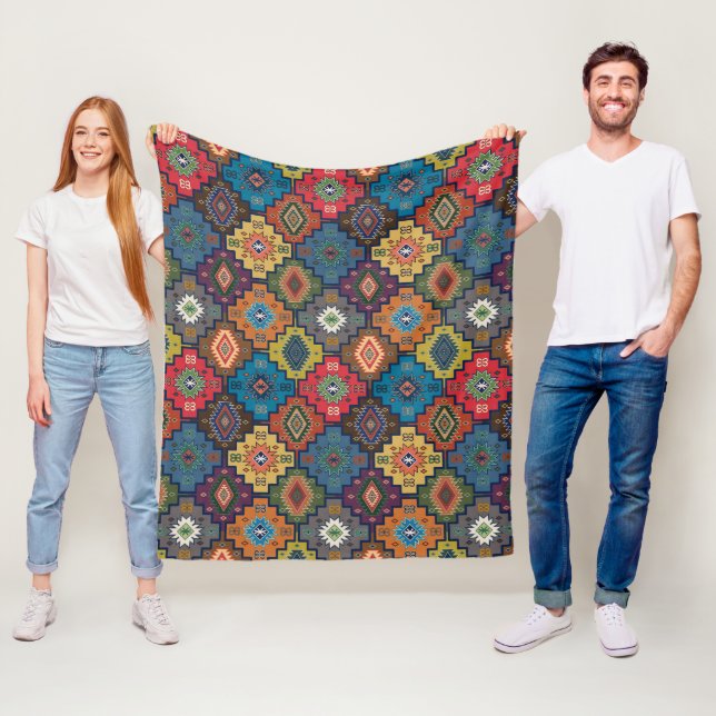 Couverture Polaire Turkish Colorful Ethnic Motif Pattern  (En situation)