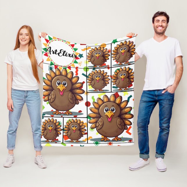 Couverture Polaire Turquie Cute Kawaii Imprimer Brown (En situation)