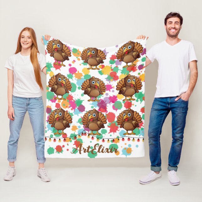 Couverture Polaire Turquie Cute Kawaii Imprimer Brown (En situation)