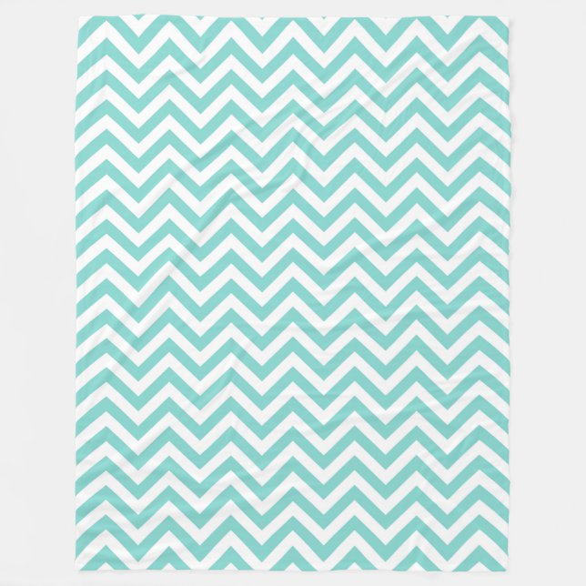 Couverture Polaire Turquoise Aqua White Large Chevron ZigZag (Devant)