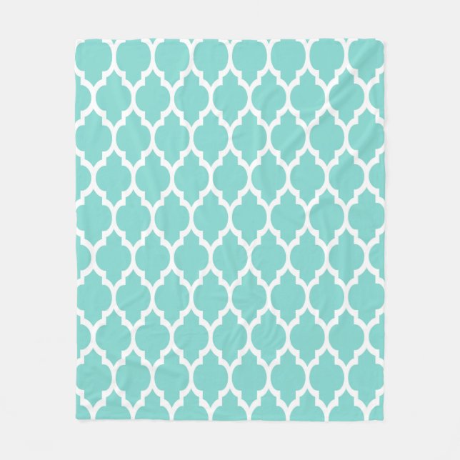 Couverture Polaire Turquoise Aqua Wht Moroccan Quatrefoil Pattern #4 (Devant)