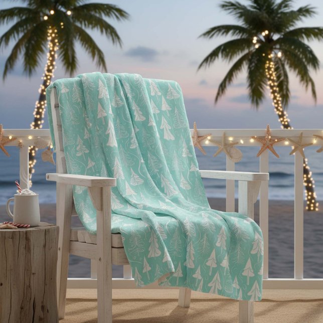 Couverture Polaire Turquoise Arbre de Noël Motif n° 6 ID1009 (Créateur téléchargé)