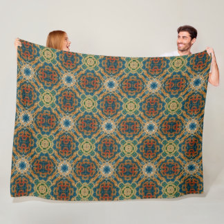 Couverture Polaire Turquoise Bleu Orange Jaune Vert Hip Bohème Art