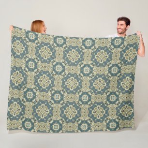Couverture Polaire Turquoise Bleu Vert Gris Ochre Hip Bohème Bali Art