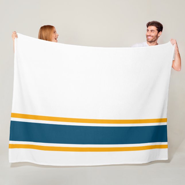 Couverture Polaire Turquoise Bue Yellow Racing Stripes Arrière - plan (En situation)
