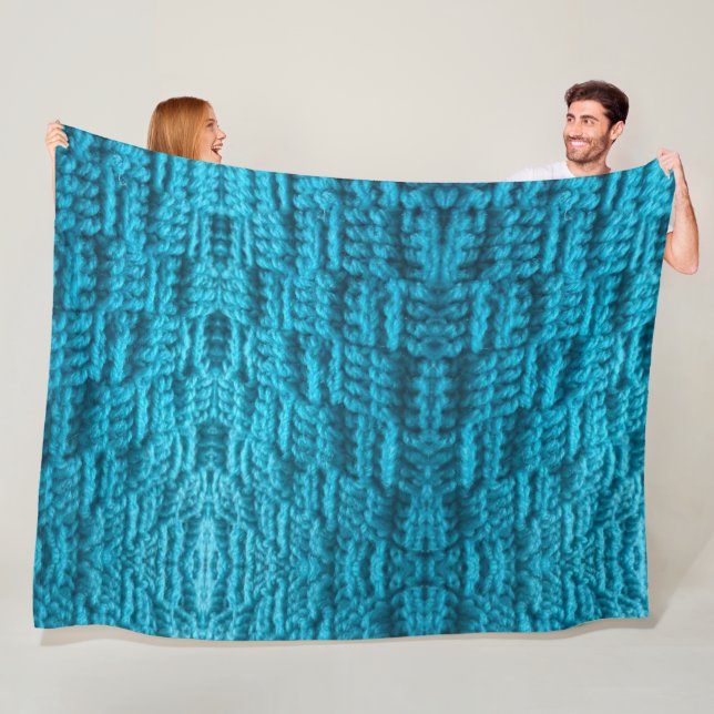 Couverture Polaire Turquoise de point d'armure de crochet (En situation)