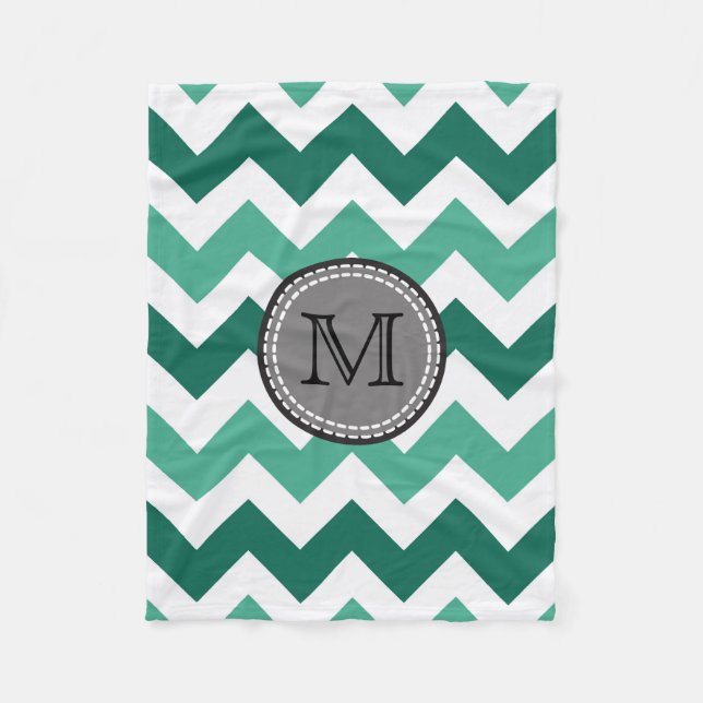 Couverture Polaire Turquoise et Mint Chevron Zigzag Monogram (Devant)