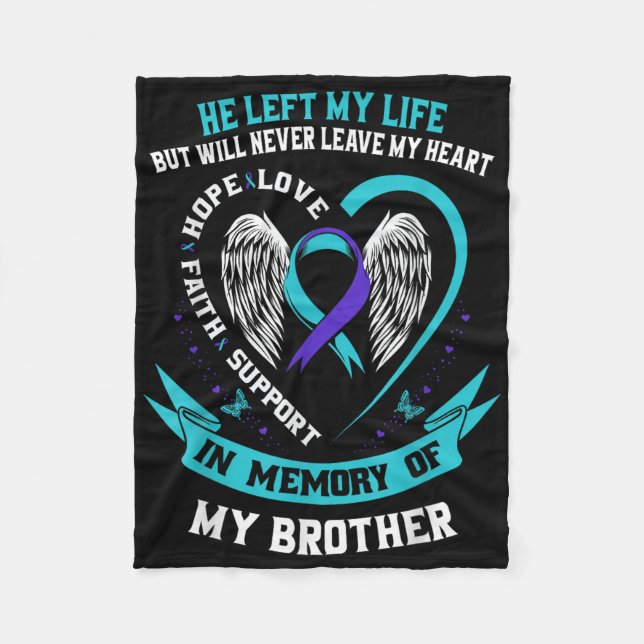 Couverture Polaire Turquoise Et Violet En Mémoire De Mon Frère Suicid (Devant)