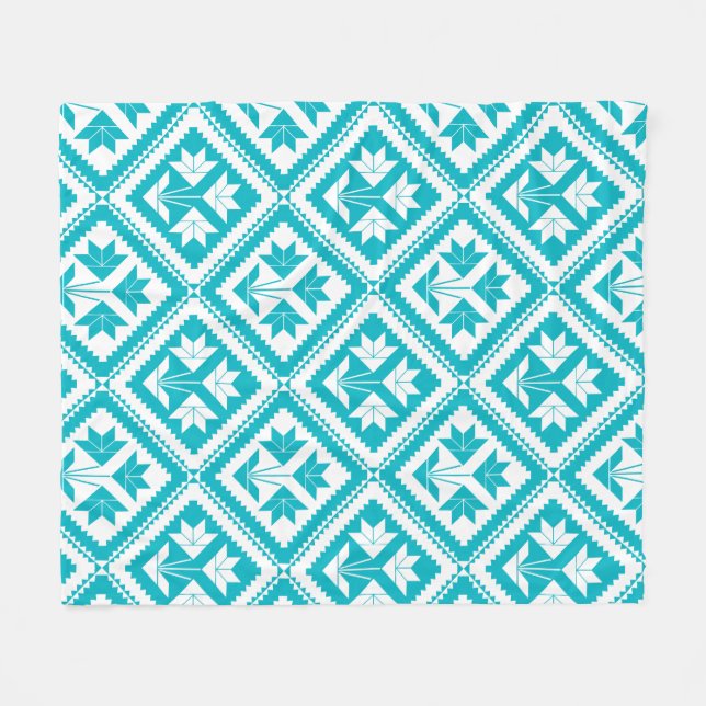 Couverture Polaire Turquoise Floral Quilt Fleece Blanket (Devant (Horizontal))