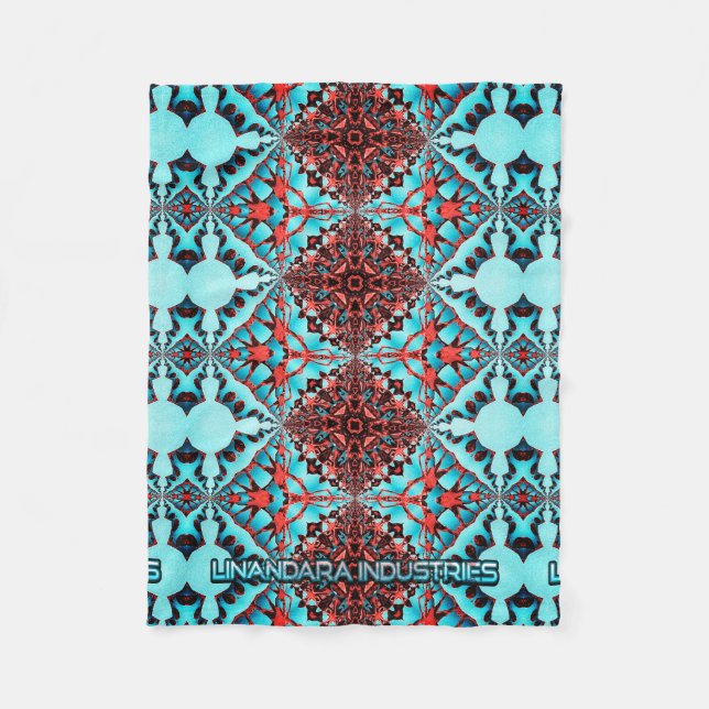 Couverture Polaire Turquoise Fractale Star Blast (Devant)