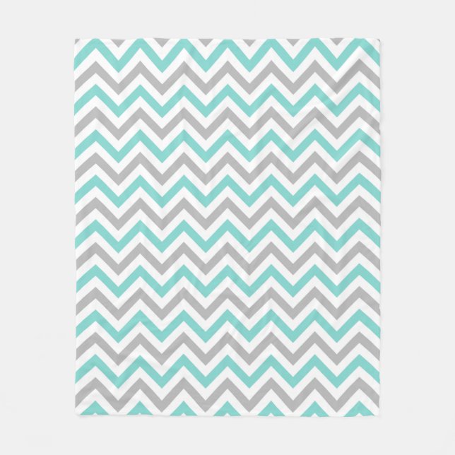 Couverture Polaire Turquoise, Gray, Wht Large Chevron Zig Zag (Devant)