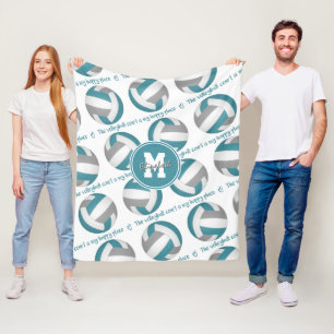 Couverture Polaire turquoise gris Le terrain de volley est mon endroi