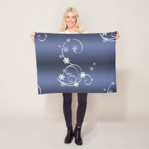 Couverture Polaire Turquoise métallique, Fils blancs Noël