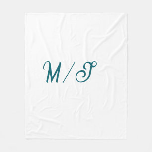 Couverture Polaire Turquoise monogramme nom de couple de mariage simp