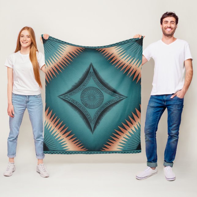 Couverture Polaire Turquoise Navajo Peach Sunburst Familles Cadeau (En situation)