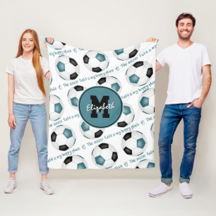 Couverture Polaire turquoise noir Le terrain de football est mon endr