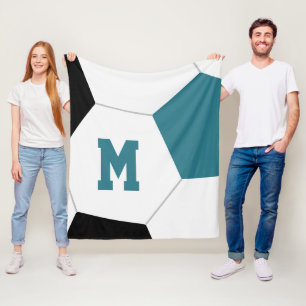 Couverture Polaire turquoise noir ou votre équipe personnalisée coule