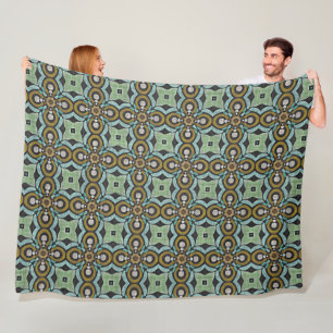 Couverture Polaire Turquoise Turquoise Ochre Retro Hip Bohème Art Mot