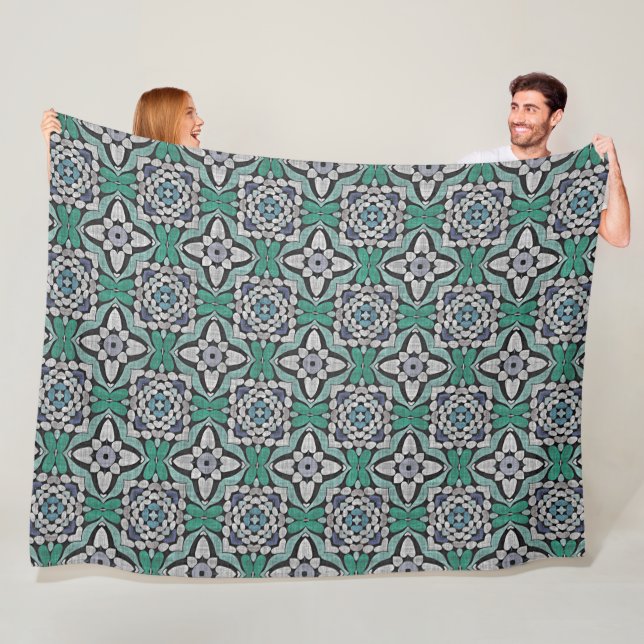 Couverture Polaire Turquoise Vert Turquoise Bleu Hip Bohemian Bali Ar (En situation)