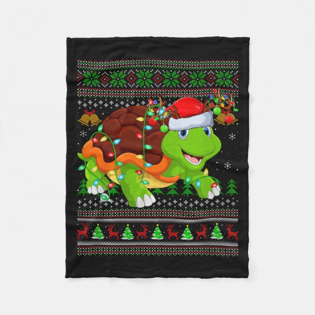 Couverture Polaire Turtle Ugly Christmas Sweaters Holiday Santa Cute  (Devant)