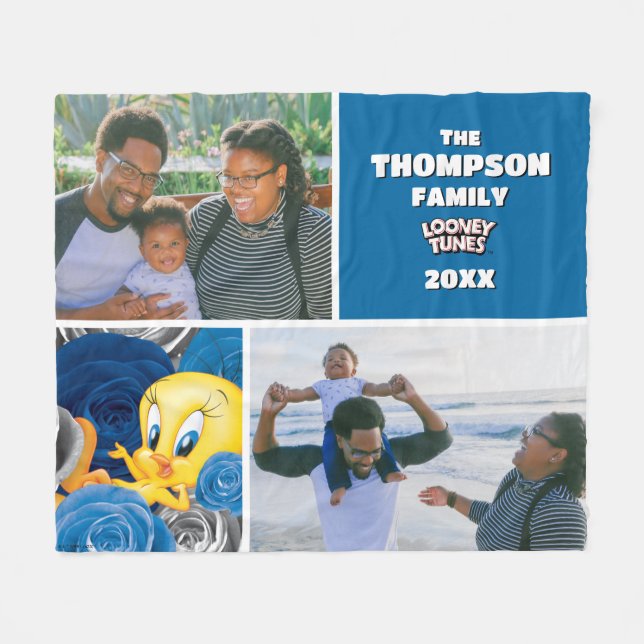 Couverture Polaire TWEETY™ Avec Photo Famille Rose (Devant (Horizontal))