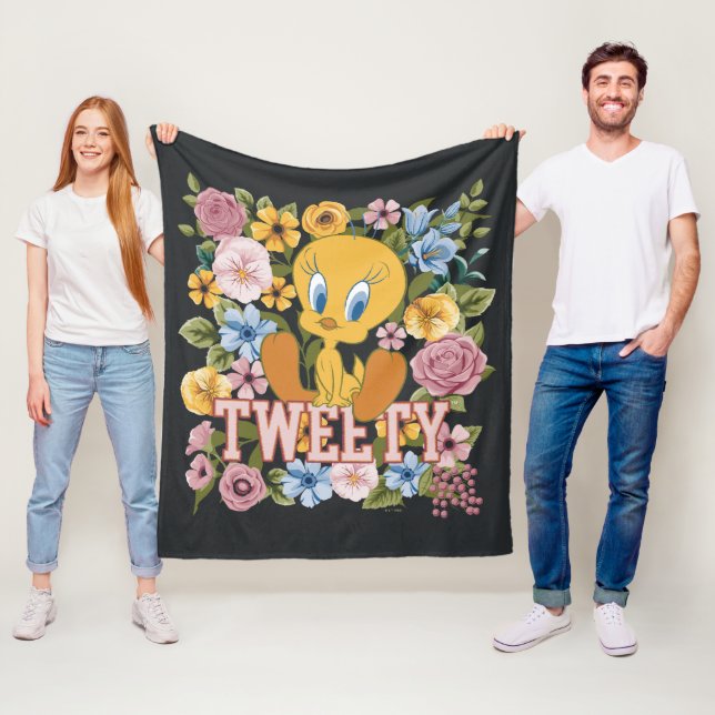 Couverture Polaire TWEETY™ Broderie Florale Graphique (En situation)