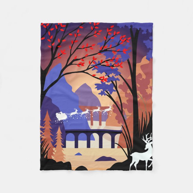Couverture Polaire Twilight Forest Christmas Santa Sleigh (Devant)