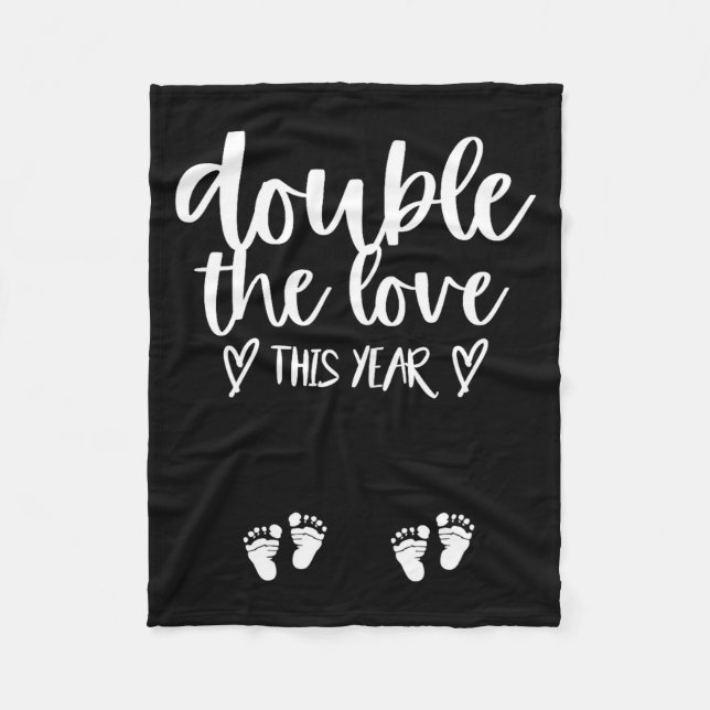 Couverture Polaire Twin Pregnancy Valentines Day Baby Announcement  (Devant)
