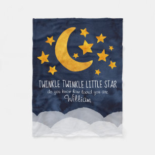 Couverture Polaire Twinkle personnalisé Little Star Moon & Stars