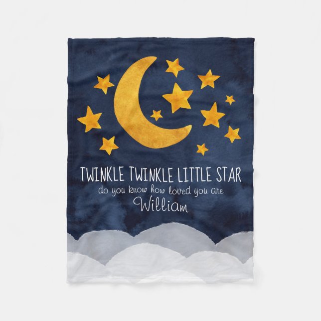 Couverture Polaire Twinkle personnalisé Little Star Moon & Stars (Devant)