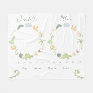 Couverture Polaire Twins Growth Tracker Sexe Dinosaures neutres