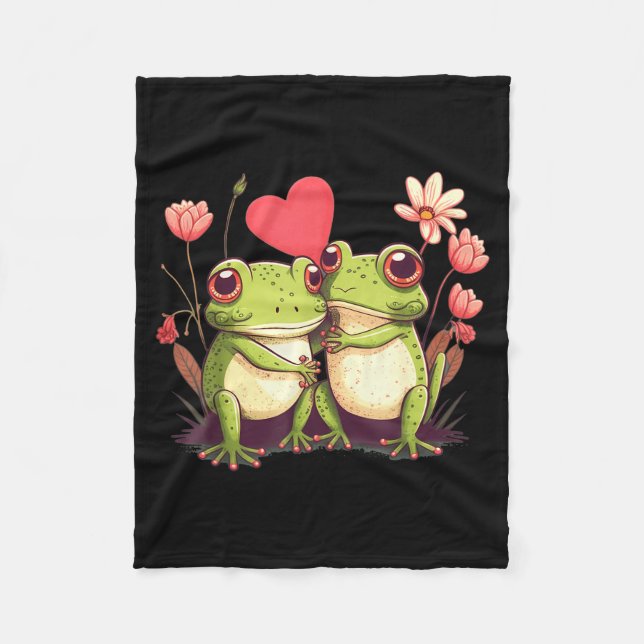 Couverture Polaire Two Frogs Valentines Day Love On Couple Frog  (Devant)