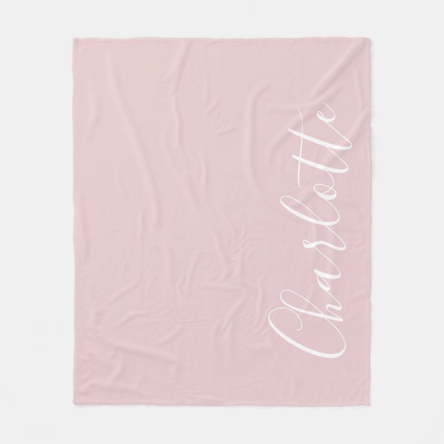 Couverture Polaire Typographie Chic Script Personnalisé Fille Rose (Devant)