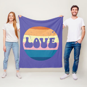 Couverture Polaire Typographie D'Amour Rétro Sur Les Rayures De Couch