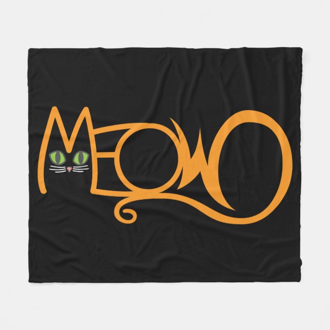 Couverture Polaire Typographie de chat MEOW ORANGE (Devant (Horizontal))