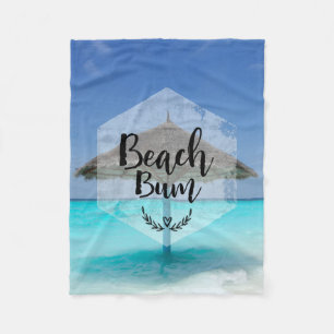 Couverture Polaire Typographie de cloche de plage - Parapluie sur la