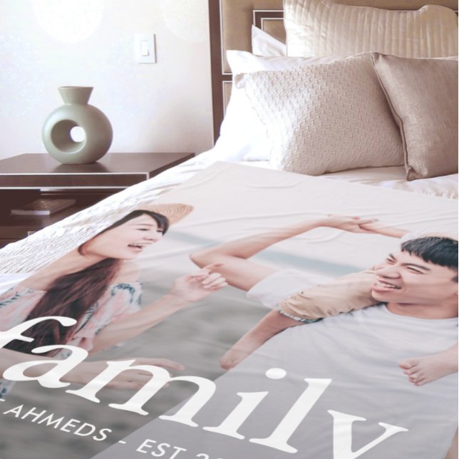 Couverture Polaire Typographie de famille Photo personnalisée (Créateur téléchargé)