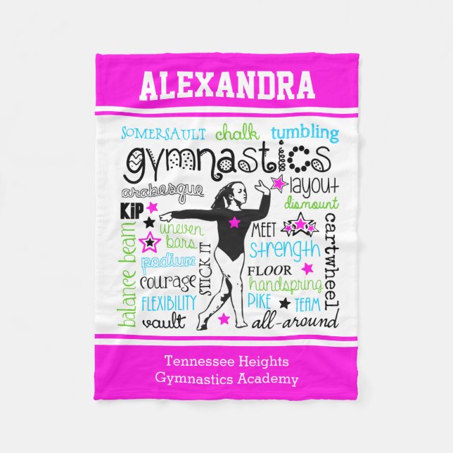Couverture Polaire Typographie de gymnastique avec le monogramme (Devant)
