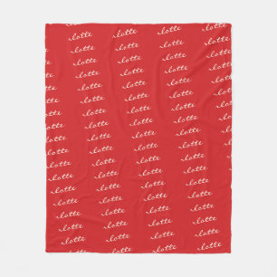 Couverture Polaire Typographie de motif de nom personnalisé en rouge