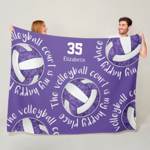 Couverture Polaire Typographie de terrain de volley-ball violet