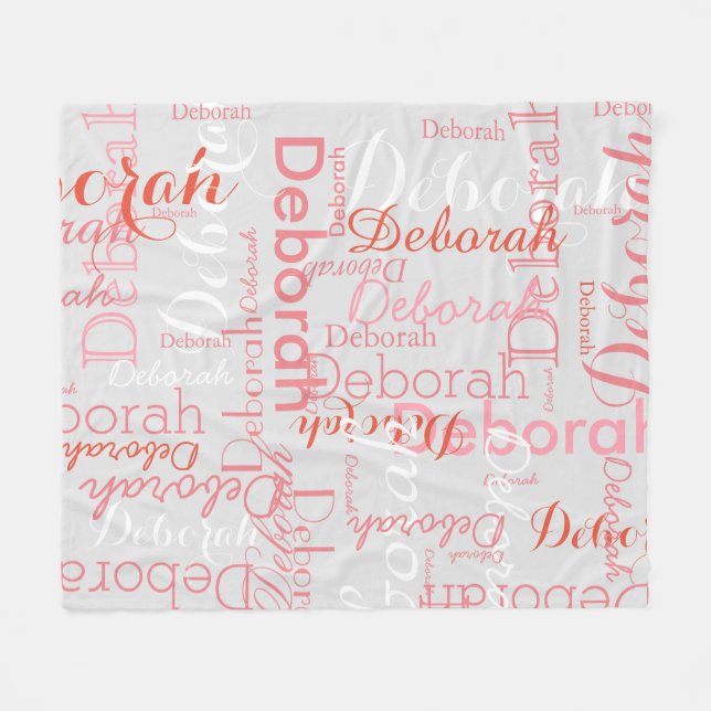 Couverture Polaire Typographie Noms rose gris (Devant (Horizontal))