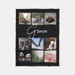 Couverture Polaire Typographie personnalisée et collage photo