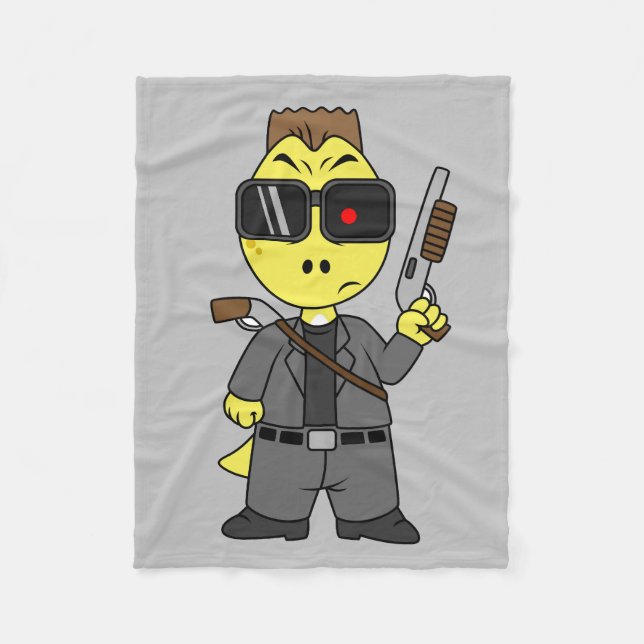 Couverture Polaire Tyrannosaurus Rex Habillé Comme Terminator. (Devant)