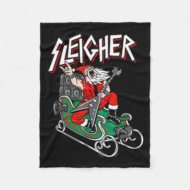 Couverture Polaire Ugly Christmas Sweater Sleigher Heavy Metal Santa  (Devant)