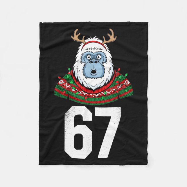 Couverture Polaire Ugly Christmas Sweater Yeti Gorilla Reindeer 67  (Devant)
