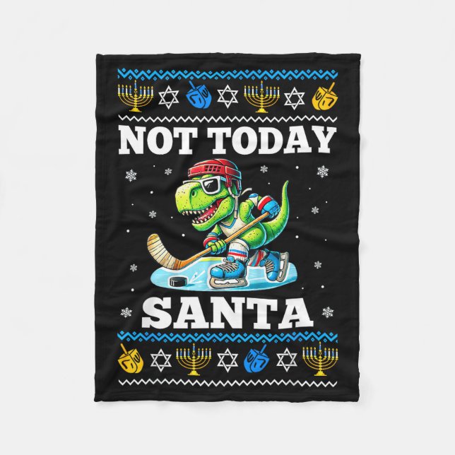 Couverture Polaire Ugly Hanukkah Sweater Not Today Santa Dinosaur Hoc (Devant)