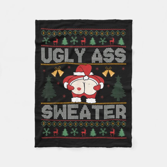 Couverture Polaire Ugly Sweater Santa Merry Christmas Funny Pajamas X (Devant)