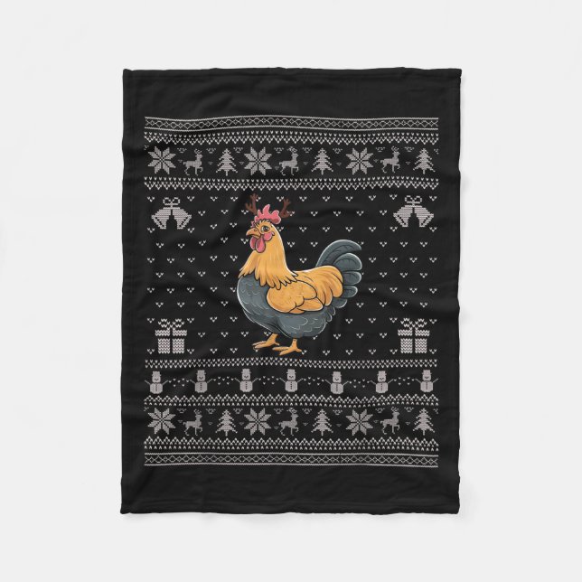 Couverture Polaire Ugly Xmas Sweater Style Chicken Reindeer Christmas (Devant)