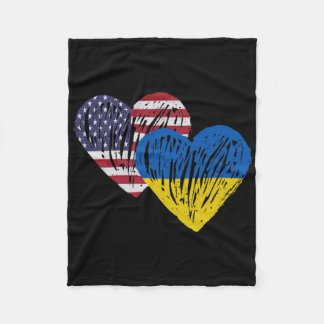 Couverture Polaire Ukraine American Flag Love Heart 