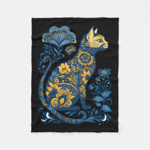 Couverture Polaire Ukraine Chat Floral Vintage Ukrainien Drapeau Et V
